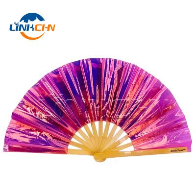 China China Customized Iridescent Metallic Folding Hologram Hand Fan for sale