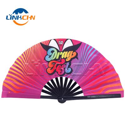 China China Abanicos de mano customized 13 inch large rave slam bamboo folding fan for sale