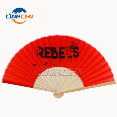 China China customized unique design bamboo paper folding silk fan for baby shower for sale