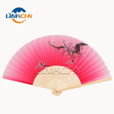 China China Affordable Promotional Bamboo Silk Folding Hand Fan for sale