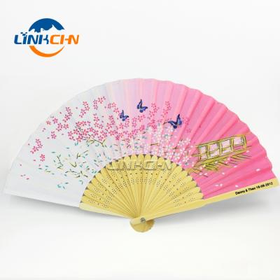 China China Customized Cartoon Pink Folding Hand Bamboo Fan For Gift for sale