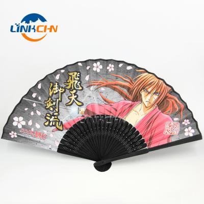 China China Customized Summer Bamboo Black Handles Hand Fan With Your Own Logo for sale