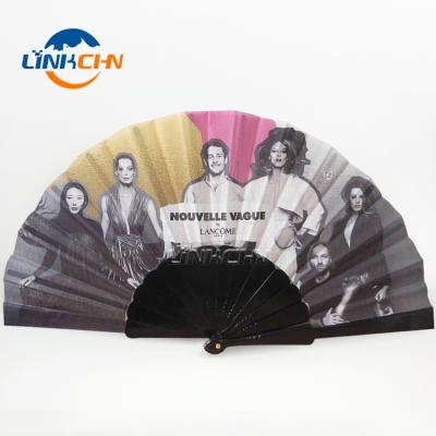 China Decorative Plastic China Fabric Hand Fan With Custom Design for sale