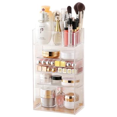 China 5 6 Transparent High Quality Eco-friendly Viable Wholesale Acrylic Lipstick Makeup Organizer 7 Tiers Clear Cosmetic Brush Storage Box for sale