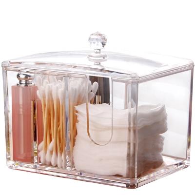 China European-style creative high-end viable cotton transparent acrylic cosmetic box swab cotton cosmetics crystal storage box for sale