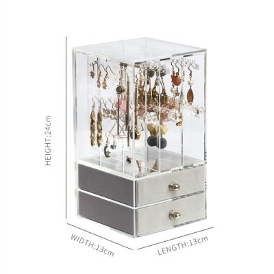 China Acrylic and Velvet Handmade Fashion Pilou Transparent Clear Jewelry Receiving Storage Box Acrylic Jewelry Display Rack for sale