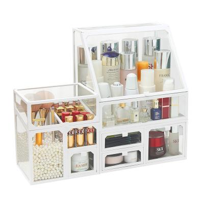 China Wholesale Viable High Quality Material Glass Organizer Cosmetic Storage Box Makeup Brushes Holder for sale