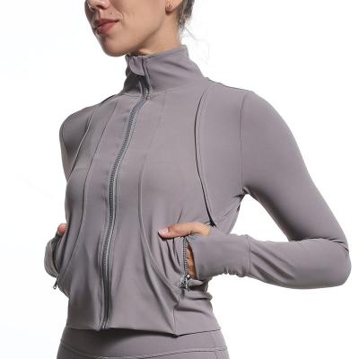 China Breathable Custom Logo Sports Jackets Coats Women Fitness Clothing Private Label Long Sleeve Yoga Tops for sale