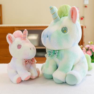 China 100% Pp Cotton Inside Fashion Cute Plush Stuffed Doll Toys Mix Colorful Unicorn With Sequins Bowtie Hand Puppet Toy For Girls Best Gift Super Soft for sale