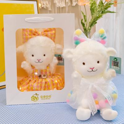 China 100% Pp Cotton Inside 30/40/50cm Kawaii Sweet Sheep Plush Toy Stuffed Super Soft Nice Dressed Sheep with Skirt Girly Style Appease Doll Toys for Kids for sale