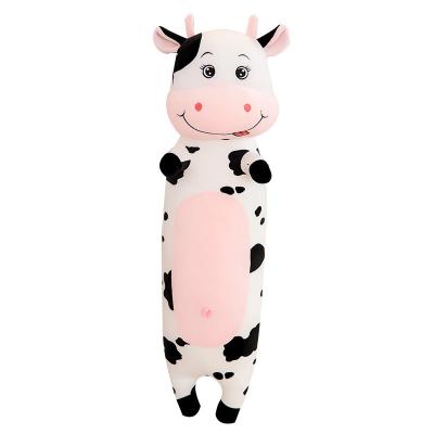 China 100% Pp Cotton Inside 70cm-120cm Lovely Creative Milk Cow Plush Pillow Toys Super Soft Stuffed Cartoon Animal Cattle Doll Bedroom Sleeping Pillow for sale