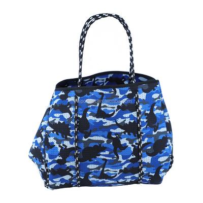 China Custom Fashion Eco Women Handbag Portable Reusable Shopping Tote Neoprene Beach Bag for sale