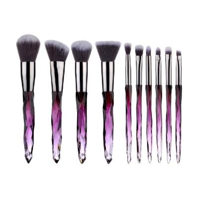 China Manufacturer Supplier Custom Logo Luxury Transparent Crystal Handle Eye Makeup Skin-friendly Brush Set for sale