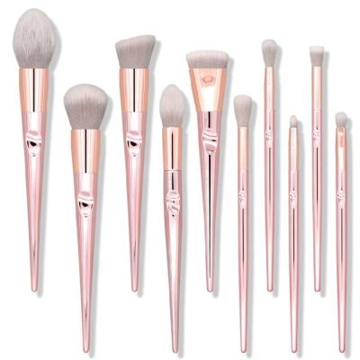 China Hot Selling 10 Pieces Pink Soft Factory Custom Private Label Logo Packing Synthetic Fiber Hair Makeup Set Brush for sale