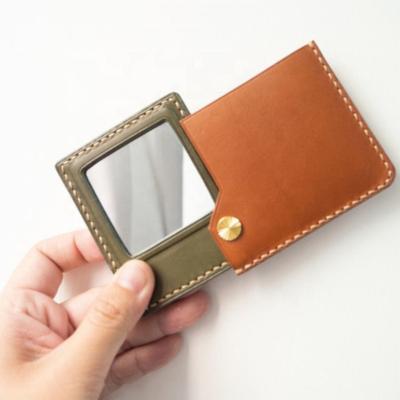 China Factory Sale Mini Makeup Pocket Mirror Leather Travel Mirror Customized Cosmetic Mirror for sale