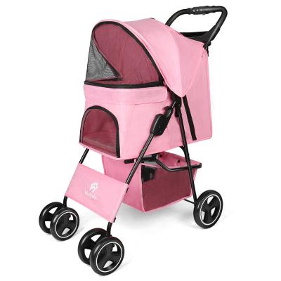 China Dogs Painting Color Dog Carrier Cage Pet Trolley Pet Stroller for sale