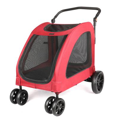 China Wholesale Dogs Size Quality Luxury 4 Wheels Pet Stroller Dog Cat Pram Trolley Stroller For Lager Dogs for sale