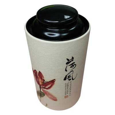 China Recyclable Custom Color Printed Metal Lid Cardboard Cylinder Packaging Box Tea Packaging Tube for sale