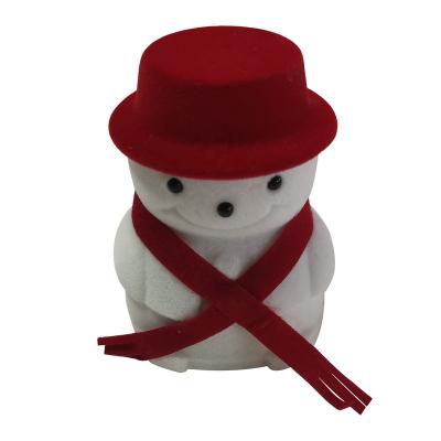 China New Style Durable Cute Soft Velvet Ring Box Christmas Snowman Velvet Gift Box For Ring for sale