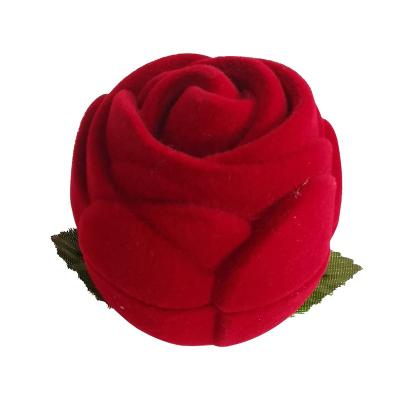 China Durable Most Popular Velvet Ring Box Rose Shape Ring Gift Box for sale