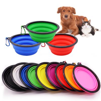 China Non-automatic Dog Bowl Pet Collapsible Bowls with Clasp Puppy Travel Bowl Portable Cats Water Food Dish for Walking Parking Outdoors for sale