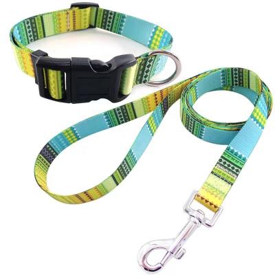 China Personalized Durable and Stylish Dog Collar and Leash Set for Safe and Comfortable, Outdoor Dog walk dog collars and leashes with 2d ring for sale