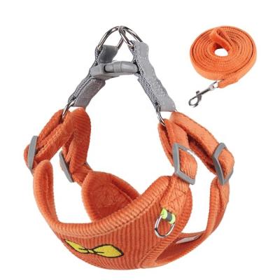 China Reflective Pet Harnesses Leashes set Cotton fabric print reflective safety  Breathable Comfortable  dog Harnesses Leashes for sale