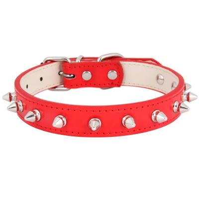 China Personalized Custom Luxury Personalization  Leather Studded Spiked  Cats Puppy Dogs Collar with Spikes Wire Fastener Buckle head for sale