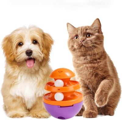 China Sustainable Interactive Dog Cat Toys Tumbler Leakage Food Dispenser Slow Feed Accompany,Feeding Ball Dog Rubber Balls for sale