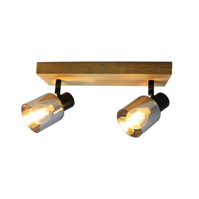 China HowBright New Design Modern Ceiling Spot Light Wall Lamp Outdoor Mounted Wooden Box With Metal And Glass E14 Spotlight for sale