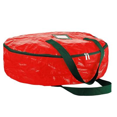 China Red Woven Material Folding Christmas Wreath Storage Bag, Christmas Tree Bag for sale