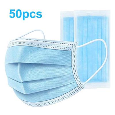 China non-woven fabric Blue disposable non woven 3 ply face mask for sale