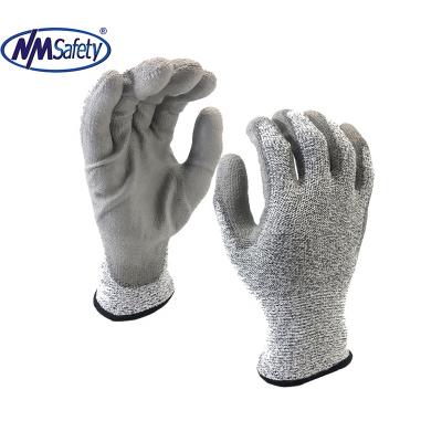 China NMSAFETY 13gauge Level 5 ANSI A3 PU Anti Slip Anti Cut Gray Mechanical Hand Work Gloves for sale