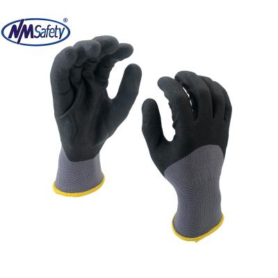 China NMSAFETY 15 gauge anti-slip +spandex nylon liner with 3/4 micro-foam nitrile work safety gloves nitrile glove for sale