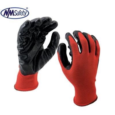 China NMSAFETY13 Gauge Nylon / Polyester Anti-Slip Liner Coated Nitrile Glove Hand Work Safety Protective Gloves for sale