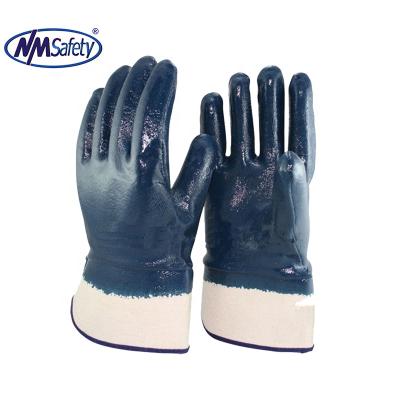 China NMSAFETY Waterproof Heavy Duty Blue Nitrile Coated Gloves , Nitrile Gloves for sale