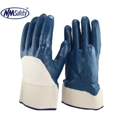 China Water Proof NMSAFETY Resistant Work Glove With Blue Nitrile Oil Resistant Jersey 3/4 Liner Glove CE EN388 4111X for sale