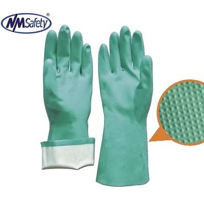 China Durable NMSAFETY nitrile flocklined long cuff anti chemical nitrile gloves / working glove for sale