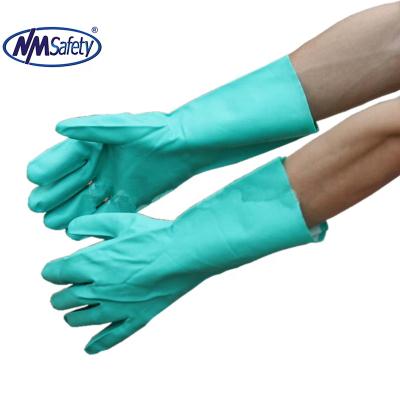 China NMSAFETY Green Chemical Industrial Nitriles Fully Coated Chemical Gloves Long 3101X for sale