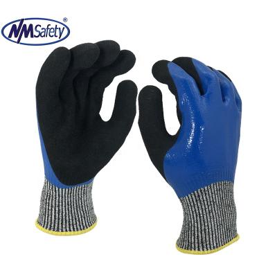 China NMSAFETY Anti-Cut Double Coated Nitrile Anti Cut Gloves Water Proof Glove for sale