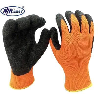 China NMSAFETY 7 Gauge Construction Latex Winter Work Glove Warm Striped Rubber Glove for sale