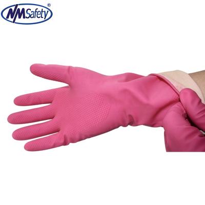 China Water Proof NMSAFETY Long Sleeve Flocking Latex Glove For Housework And Kitchen for sale