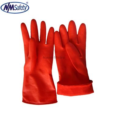 China NMSAFETY Comfortable Cheap Red Latex Gloves Dishwashing Household Gloves With More Comfort for sale