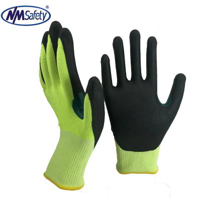 China Heavy Duty Cut NMSAFETY ISO13997 E ANSI a5 Cut Resistant Nitrile Foam Level 5 Gloves Coated Glove for sale