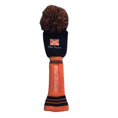 China Wool+Knitwear Announced Golf Club Main Rescue Pom Pom Blanket Blanket with Black/Orange Color for sale