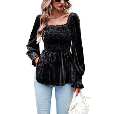 China Breathable Vintage Velvet Tops For Crop Tops For Women Pack Ladies Tops Fashionable Shirts for sale