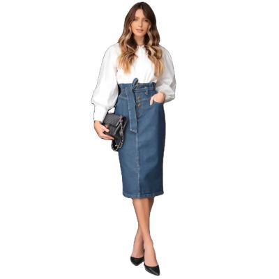 China Anti-static women dress high waist sexy women denim skirt 2023 autumn and winter ladies slim temperament A-line skirts for sale