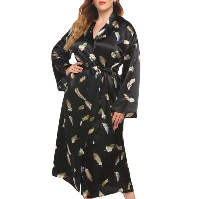 China New QUICK-DRY Temperament Print Plus Size Silk Home Casual Nightgown Multiple Color Options for sale