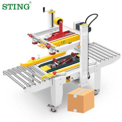 China Small random semi automatic food milk crate carton box taping automatic sealing machine for sale