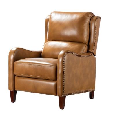 China JKY Massage Furniture Push Back Encourage Movie Sleep Luxury Easy Push Back Recliner Chair For Living Room With Shiny Brown Leather for sale